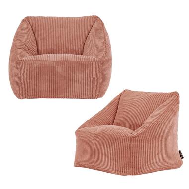 Set van 2 icon Kinderzitzakken Morgan - Corduroy Zitzak met Vulling - Oud roze