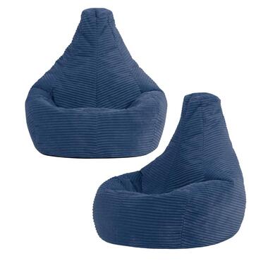 Set van 2 icon Kinderzitzakken Dalton - Corduroy Zitzak - Denimblauw