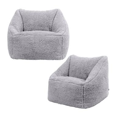 Set van 2 icon Kindersitzakken Teddybeer - Fleece Zitzak - Grijs