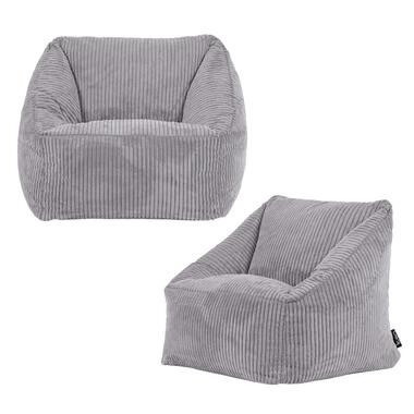 Set van 2 icon Kinderzitzakken Morgan - Corduroy Zitzak met Vulling - Grijs