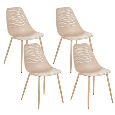 HAZELTON - Set van 4 stoelen - Beige - Synthetisch materiaal