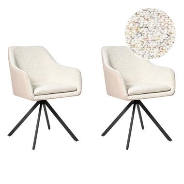 LITHIA - Set van 2 stoelen - Lichtbeige - Bouclé