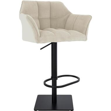 CLP Barkruk Damaso zwart Frame - Ribstof - creme