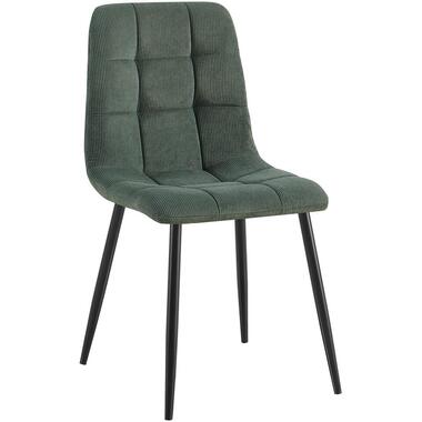 CLP Eetkamerstoel Antibes zwart Frame - Ribstof - groen