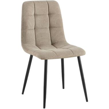 CLP Eetkamerstoel Antibes zwart Frame - Ribstof - taupe