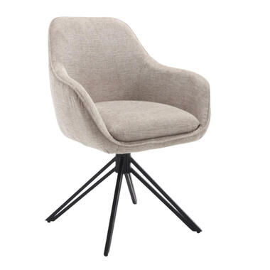 Eetkamerstoel Beige Stof - Draaibaar - Jens - Set van 2