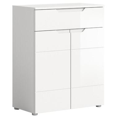 Hioshop Solero schoenenkast 2 deuren- 1 lade wit hoogglans- wit