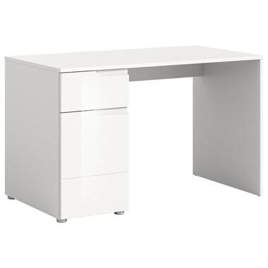 Hioshop Solero bureau 1 deur- 1 lade- 2 planken wit hoogglans- wit