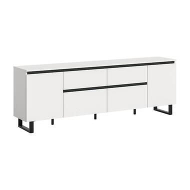 Hioshop Tomasa TV-meubel 2 deuren- 2 vouwdeuren- 2 lades wit