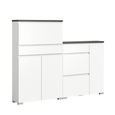 Hioshop Shoelove schoenenkast set met 2 3 deuren- 2 vouwdeuren- 1 lade wit