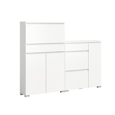 Hioshop Shoelove schoenenkast set met 2 3 deuren- 2 vouwdeuren- 1 lade wit