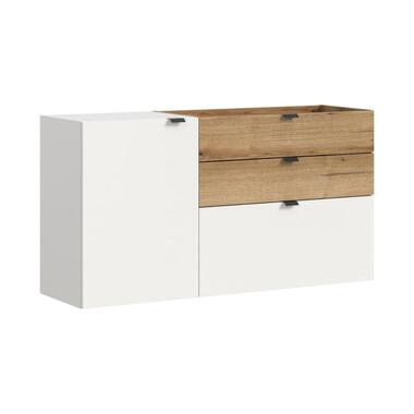 Hioshop Naro dressoir wandgemonteerd 1 deur- 1 vouwdeur- 1 plank- 2 lades wit