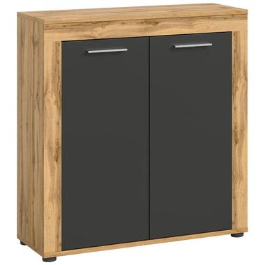 Hioshop Jam dressoir 2 deuren- grijs- eiken decor