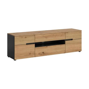 Hioshop Canu TV-meubel 2 deuren- 1 vouwdeur- 1 lade- 1 plank eiken decor-