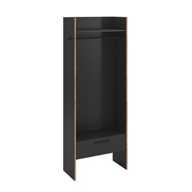 Hioshop Bueno kledingkast 1 lade- 1 plank- 2 haken donkergrijs