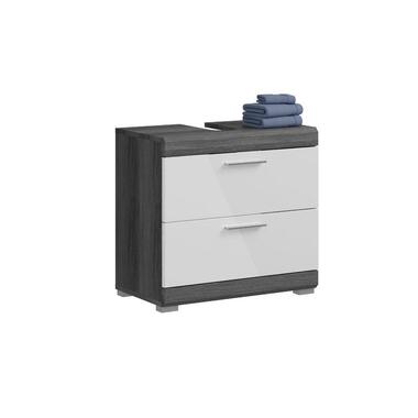 Hioshop Scout wastafel 2 lades wit hoogglans- grijs