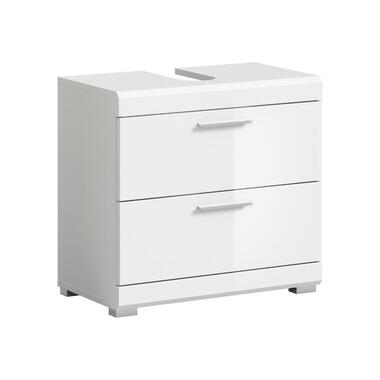 Hioshop Scout wastafel 2 deuren- 2 lades- 2 planken wit hoogglans- wit