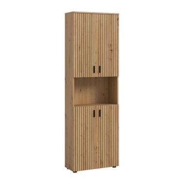 Hioshop Mone kolomkast 4 deuren- 1 plank eiken decor