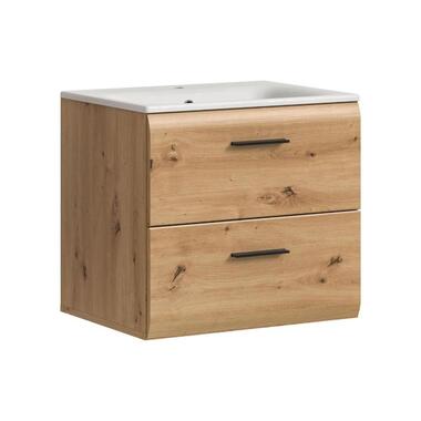 Hioshop Ice wastafel inclusief was 2 lades eiken decor