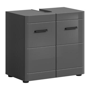 Hioshop Soft wastafel 2 deuren grijs hoogglans- grijs