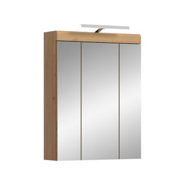 Hioshop Scout spiegelkast 2 deuren- 3 spiegeldeuren- 3 planken salvie decor-