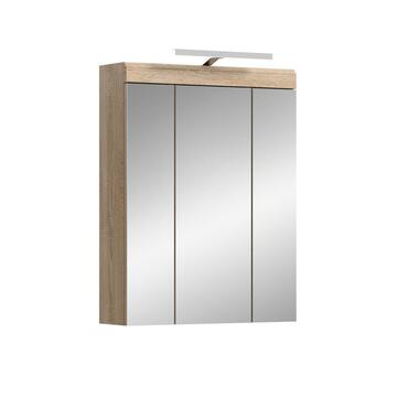 Hioshop Lambada spiegelkast inclusief verlichting 2 deuren- 3 spiegeldeuren- 3