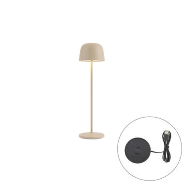 Qazqa tafellampen raika beige geïntegreerde led