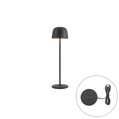 Qazqa tafellampen raika zwart geïntegreerde led