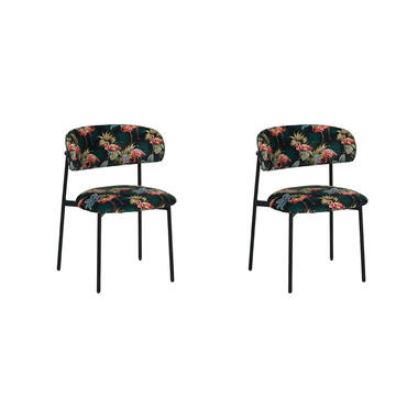 LABEL51 Eetkamerstoel Ferry - Multicolor - Fluweel - set van 2