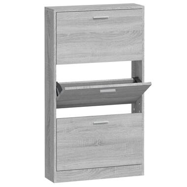vidaXL - Schoenenkast 6 paar met 3 kleppen - Grijs sonoma - Hout - 59x17x108 cm