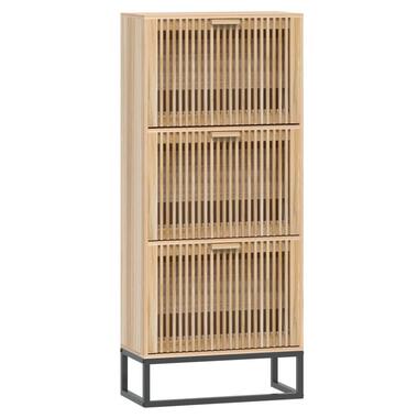 vidaXL - Schoenenkast 6 paar met 3 lameldeur - Bruin - Hout - 52x25x120 cm