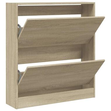 vidaXL - Schoenenkast 6 paar met 2 kleppen - Sonoma eiken - Hout - 80x21x87.5 cm