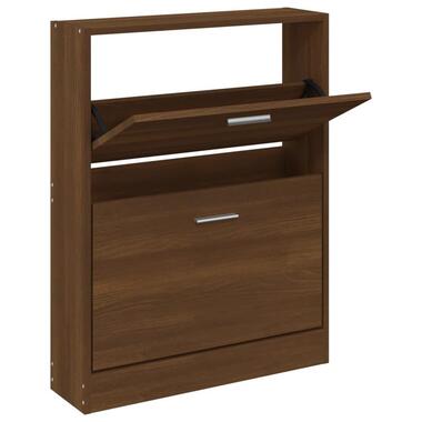vidaXL - Schoenenkast 4 paar met 2 kleppen - Bruin eiken - Hout - 59x17x81 cm