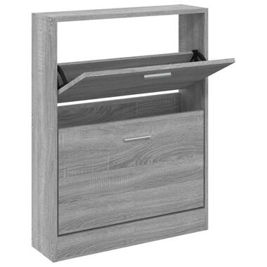 vidaXL - Schoenenkast 4 paar met 2 kleppen - Grijs sonoma - Hout - 59x17x81 cm