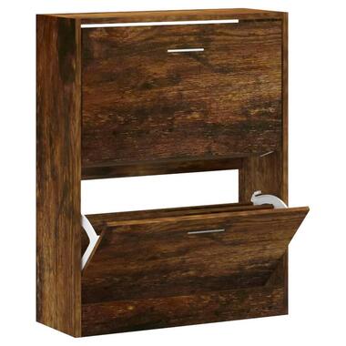 vidaXL - Schoenenkast 4 paar met 2 kleppen - Gerookt eiken - Hout - 63x24x81 cm