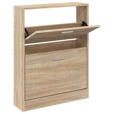 vidaXL - Schoenenkast 4 paar met 2 kleppen - Hout eiken - Hout - 59x17x81 cm