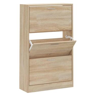 vidaXL - Schoenenkast 6 paar met 3 kleppen - Sonoma eiken - Hout - 63x24x103 cm