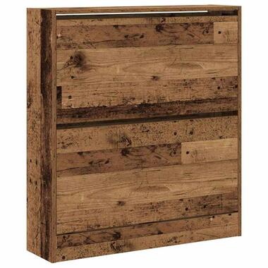 vidaXL - Schoenenkast voor entree 4 paar - Oud hout - 80x21x87,5 cm