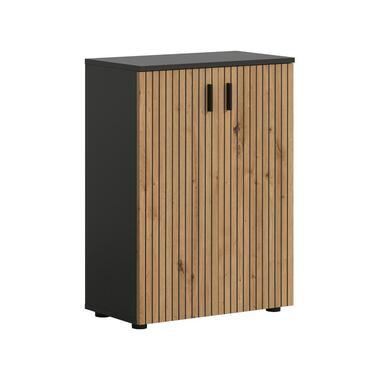 Hioshop Mone badkamerkast 2 deuren eiken decor- donkergrijs