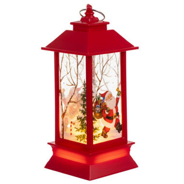 Ruhhy Kerstlantaarn - rood - 12 x 5 cm - kunststof - LED
