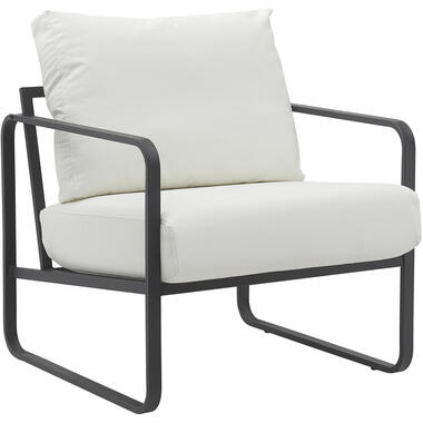 CLP Lounger Manea zwart Frame - Kunstleer - wit