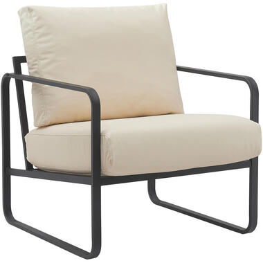CLP Lounger Manea zwart Frame - Kunstleer - creme