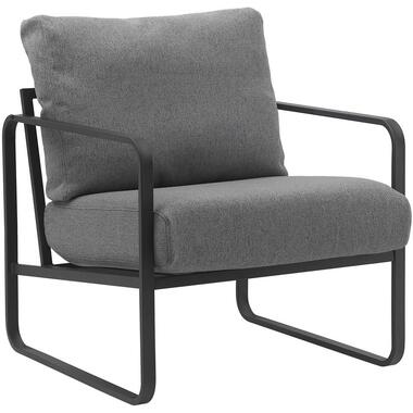 CLP Lounger Manea zwart Frame - Stof - donkergrijs