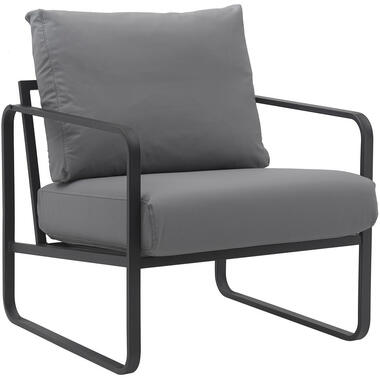 CLP Lounger Manea zwart Frame - Kunstleer - grijs