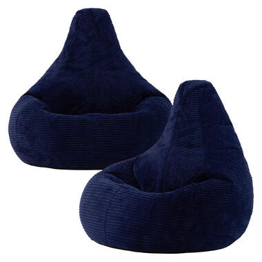 Set van 2 icon Zitzak Dalton - Corduroy Zitzak Volwassenen - Marineblauw