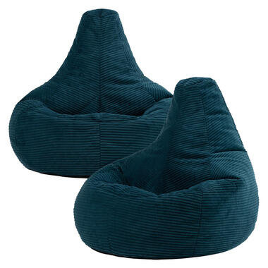 Set van 2 icon Zitzak Dalton - Corduroy Zitzak Volwassenen - Blauwgroen