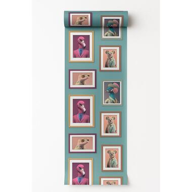 Dutch Wallcoverings Vliesbehang Artifice lijstjes met dieren - groen - 10mx53cm