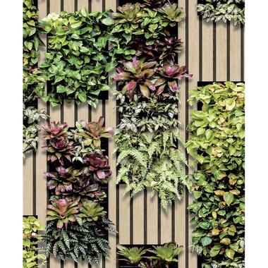 Dutch Wallcoverings Vliesbehang Artifice planken/planten - beige/grn - 10mx53cm