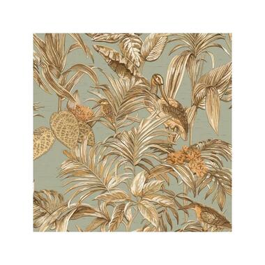 Dutch Wallcoverings Vliesbehang Wallstitch bird of paradise - groen - 10m x 53cm