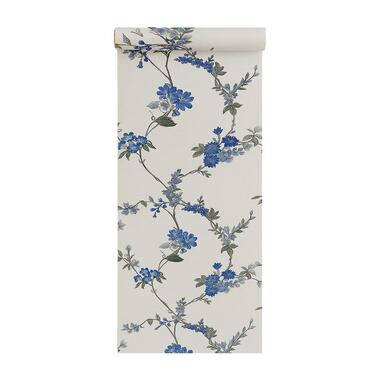 Dutch Wallcoverings Vliesbehang Fabric Touch flower - blauw - 10,05m x 53cm